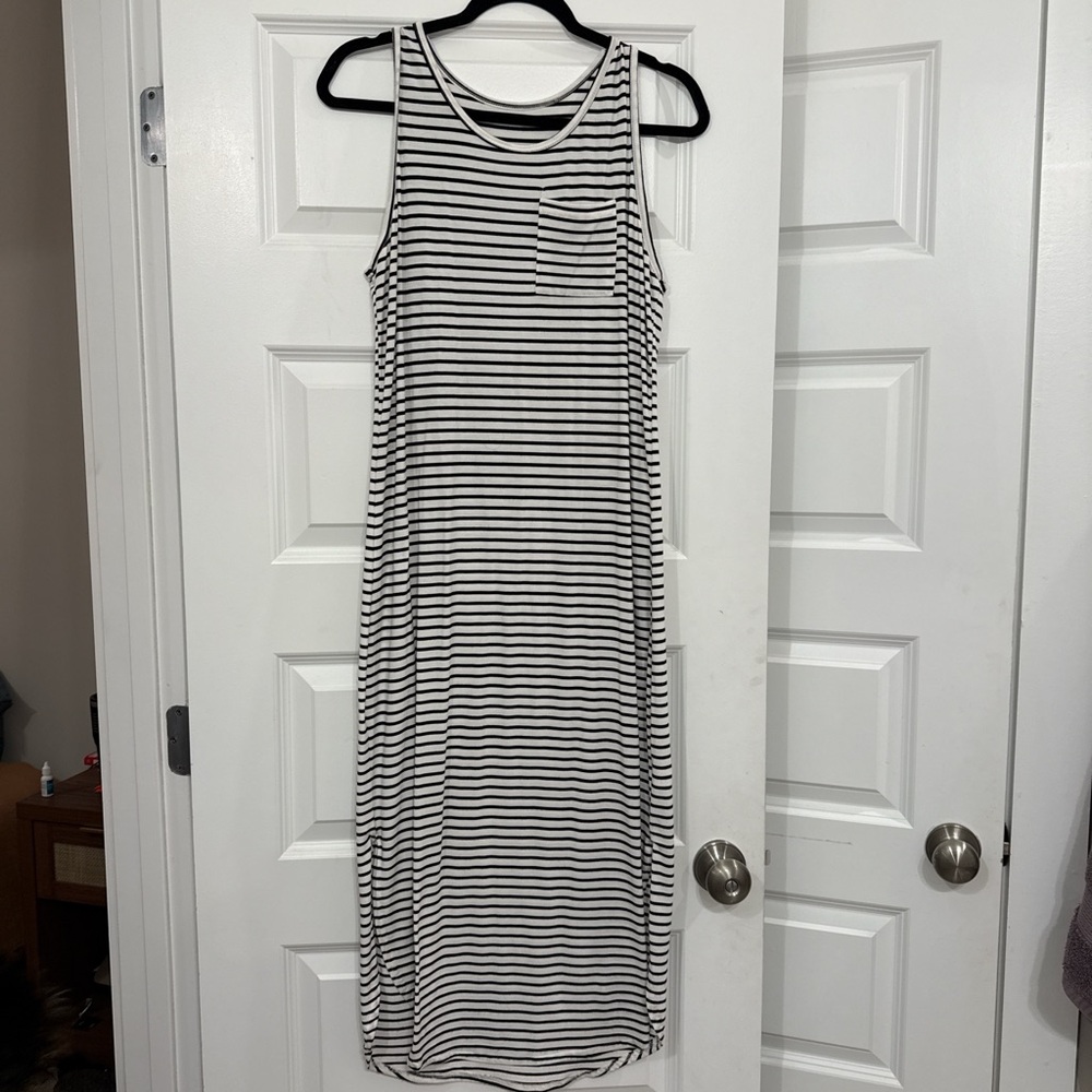 Classic Black and White Striped Maxi Dress